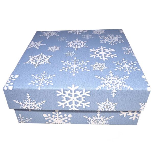 Коробка подарункова з мікрогофрокартону (17*17*7 см) Новорічна блакитна