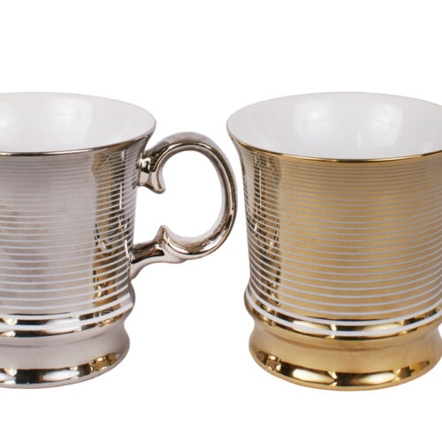 Чашка порцелянова срібна/золота в коробці 330 мл