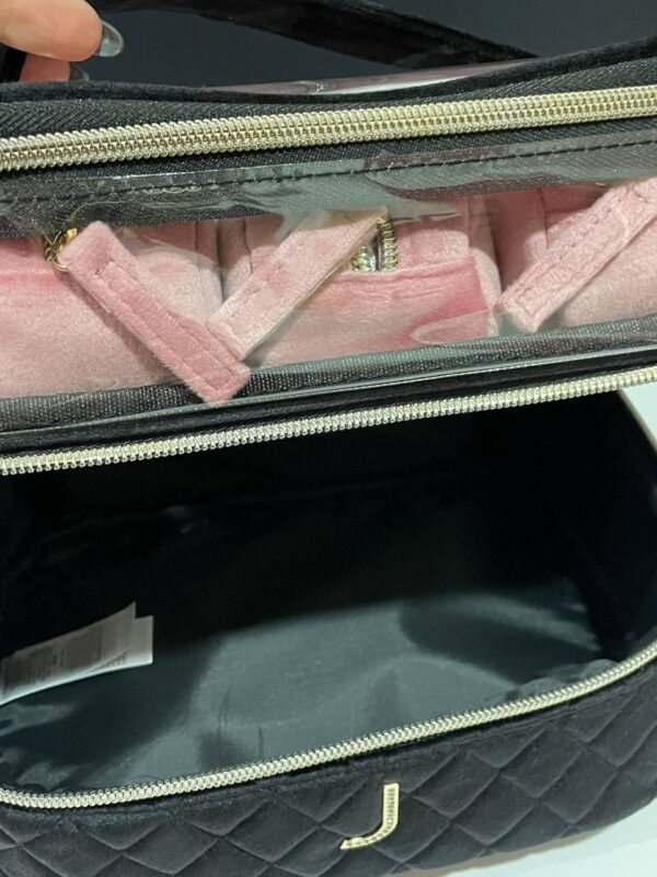 Косметичка-кейс 4 в 1 Primark велюрова на 2 віділення чорна/ рожеві