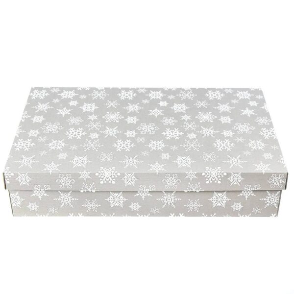 Коробка подарункова з мікрогофрокартону (52*32*12) Новорічна сіра