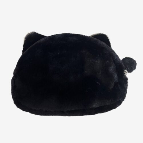 Косметичка півовальна "Котик" Primark плюшева чорна