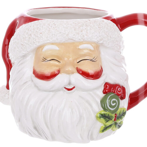 Чашка керамічна 3D фігурна Новорічна "Санта" 600 мл