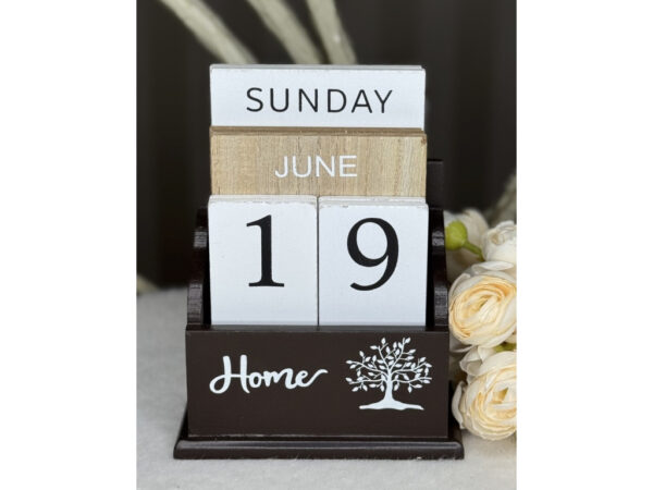 Вічний календар дерев'яний пластини "Home" (чорний/білий/натуральний)