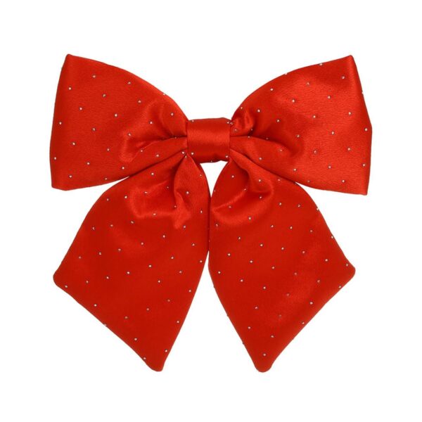 Бант декоративний атласний 22 см зі стразами червоний