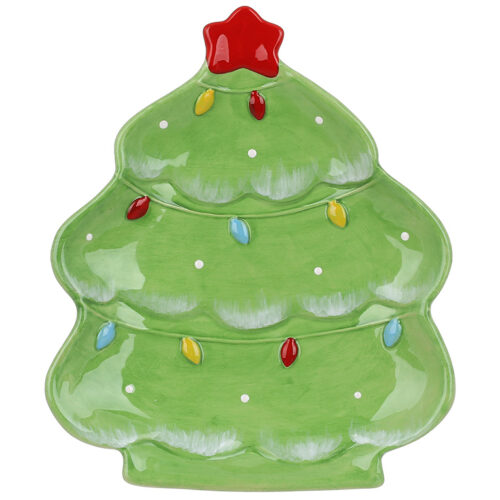2ec7dba1-7e9c-4535-aa75-6372a1161653.jpg Блюдо керамічне у формі ялинки з об'ємним малюнком 21*20.5*2 см зелене