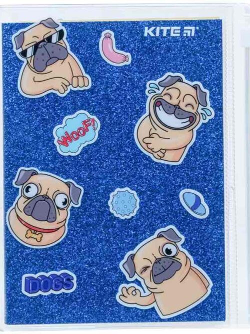 Блокнот А5+ Kite "Blue dogs" силіконова обкладинка 80 аркушів/клітинка