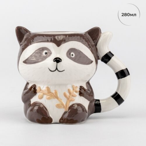 Чашка керамічна 3D фігурна "Єнот" 280 мл