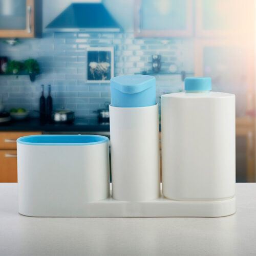 Стійка для миючих засобів кухонна/для ванної кімнати потрійна, синя