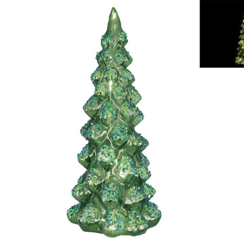 Новорічний декор "Ялинка" скляна з LED підсвічуванням зелена 20 см