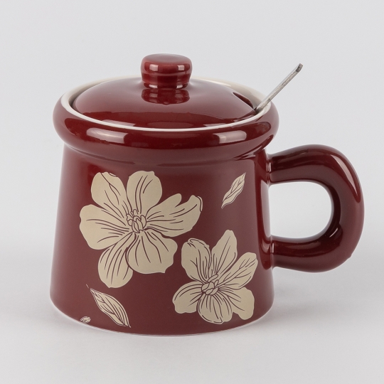 Чашка керамічна "Любов до квітів" 300 мл з кришкою та ложкою мікс дизайнів