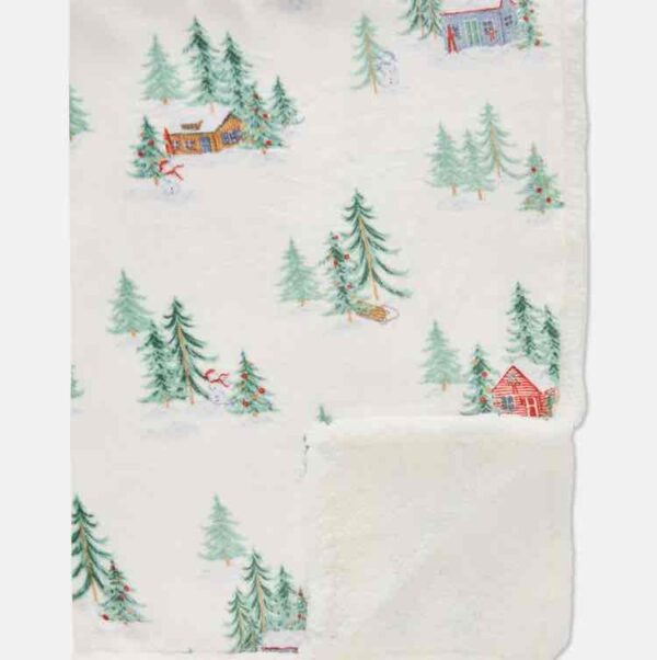 Плед «Будиночки у лісі» THROW Primark 120*150 пухнастий фліс білий