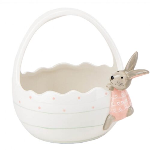 Кошик керамічний "В очікуванні Великодня" 18 см білий