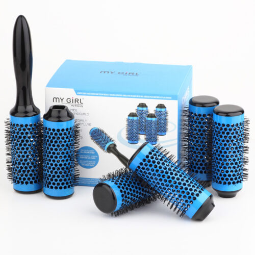 Щітка-браш "Голівудська укладка" MY BEAUTY 6 зйомних насадок D 55 мм, синій
