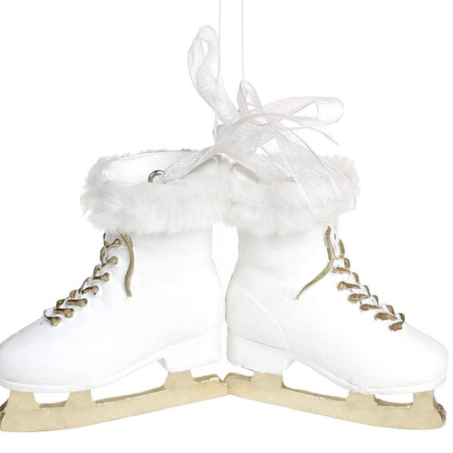 Ялинкова прикраса "Ковзани" 6 см білі (полістоун)