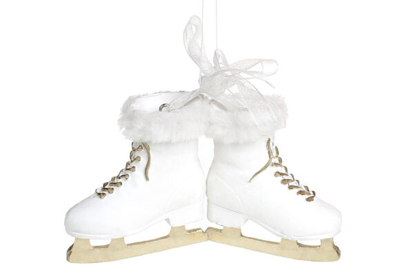 Ялинкова прикраса "Ковзани" 6 см білі (полістоун)