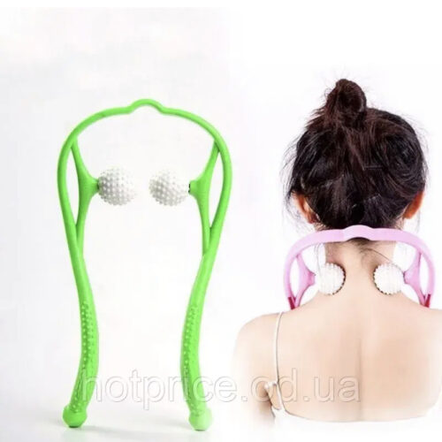 Масажер роликовий для шиї ручний салатовий