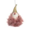 Ялинкова прикраса "Пухнастий Дід Мороз" рожева