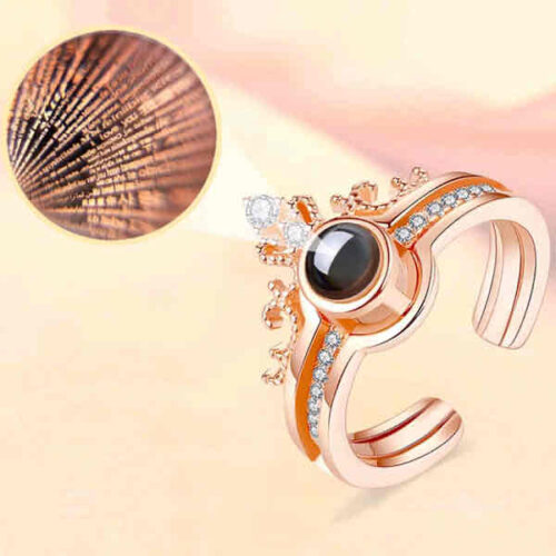 Каблучка з проектором I love you 100 мовами світу Gold