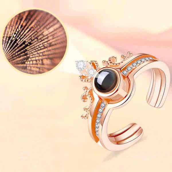 Каблучка з проектором I love you 100 мовами світу Gold