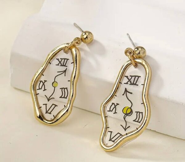 Сережки металеві "Годинник" золоті (8620)