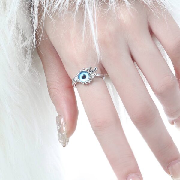 Каблучка жіноча "Око" срібний з блакитним (8154)