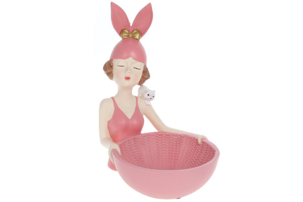 Тарілочка для прикрас "Дівчинка-Зайчик" 17*19*23 см рожева