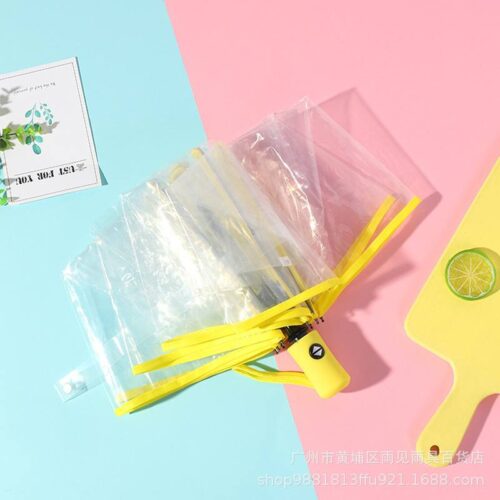 Парасоля компактна автомат 8 спиць прозора з кольоровим кантом