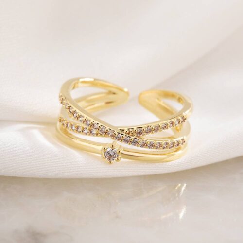 Каблучка перепльот зі стразами золота (10620)