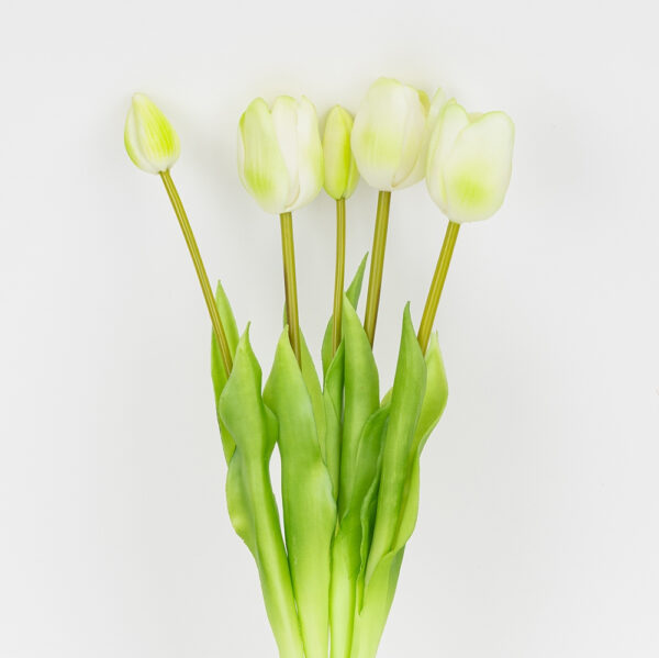 Штучний букет тюльпанів 5 бутонів/ 45 см "Весняна насолода" (латекс) білий
