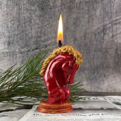 Свічка воскова "Вогняний кінь" 5C 8 см червоний