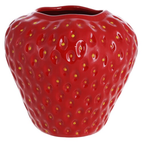 Ваза керамічна "Полуниця" 15,5*15*16 см червона