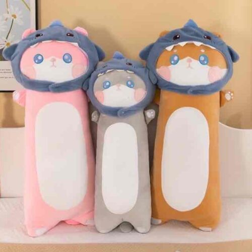 М'яка Іграшка-Батон "Кіт в шапці акули" 110 см подушка-обнімашка