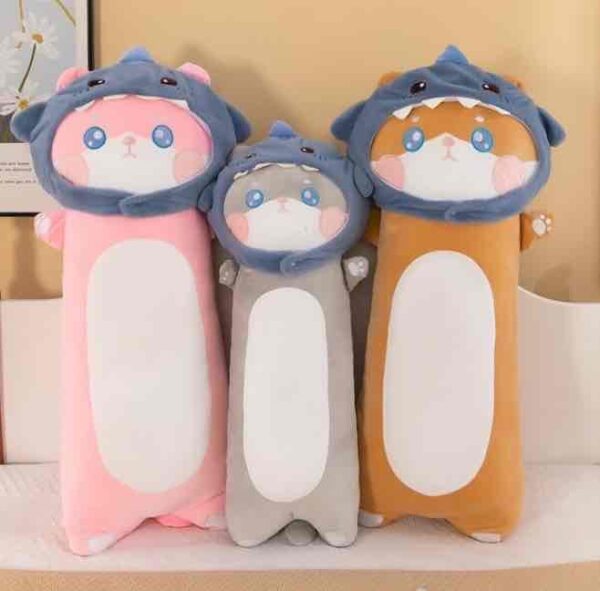 М'яка Іграшка-Батон "Кіт в шапці акули" 110 см подушка-обнімашка