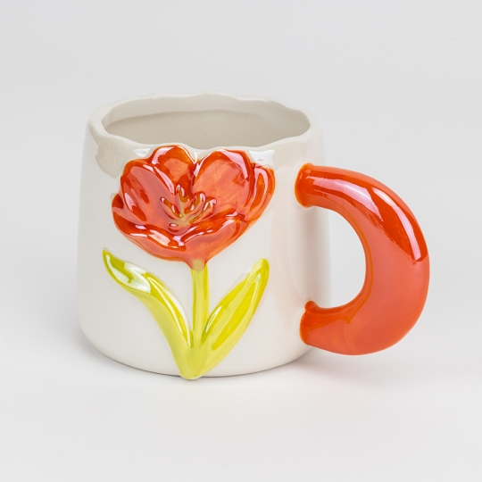 Чашка керамічна "Помаранчеві тюльпани" 400 мл