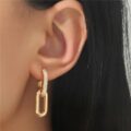 Сережки геометричні зі стразами золоті (8071)