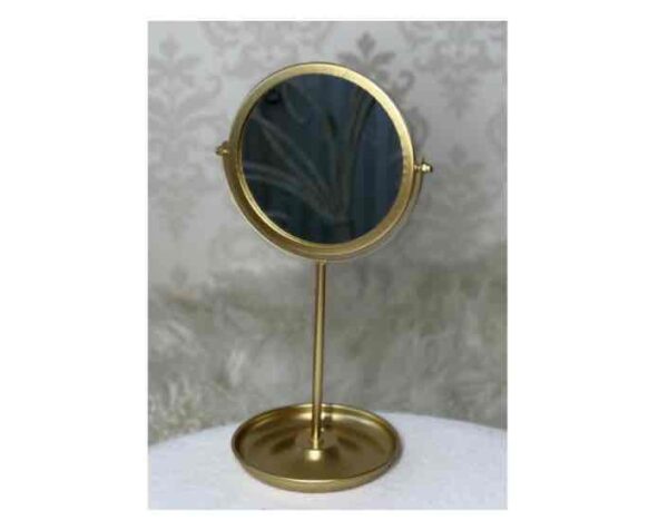 Дзеркало настільне кругле на ніжці золоте