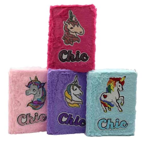 Блокнот А5 плюшевий JO "Єдиноріг CHIC" в клітинку, 64 арк.