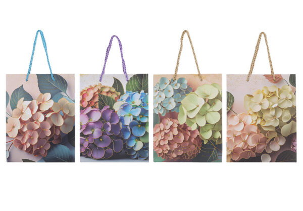 Пакет подарунковий "L" (41*30*12) "Гортензія" з глітером