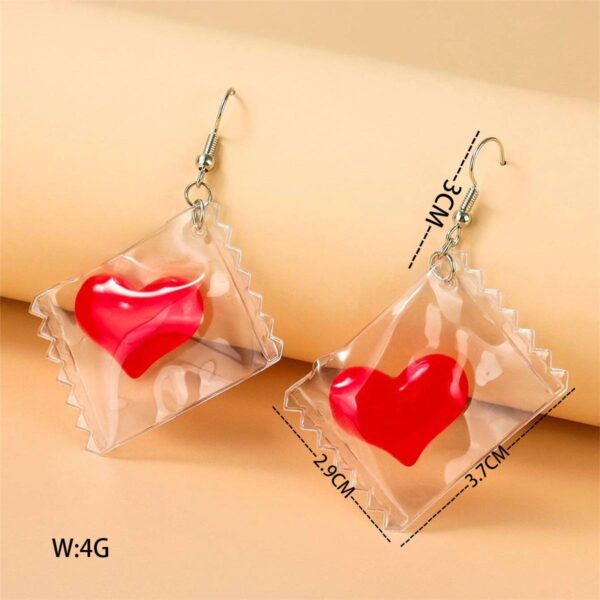 Сережки в стилі DIY "Серце-Цукерочка" червоне в пакеті