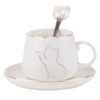 Чашка з блюдцем "Котяче щастя" 200 мл чорна/біла