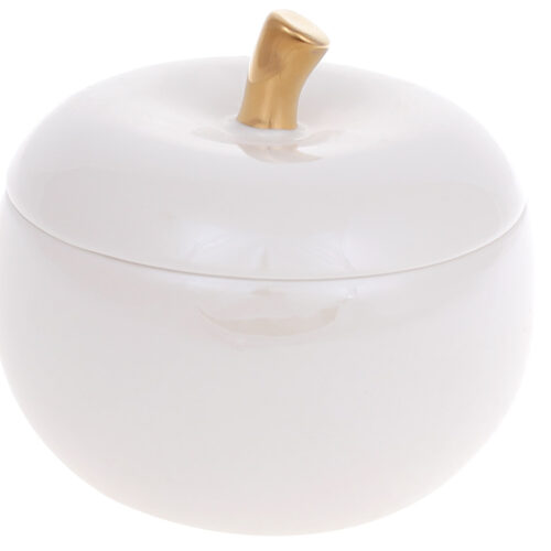 Ємність/ Шкатулка порцелянова "Яблуко" білий перламутр із золотом 200 мл