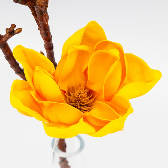 Штучна гілка магнолія (латекс) 75 см жовта