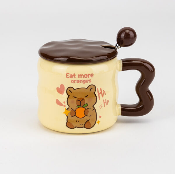 Чашка керамічна "Капібара" з кришкою та ложкою 350 мл