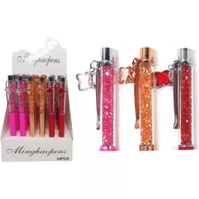 Ручка кулькова зі стразами Swarowski з підвіскою, синя