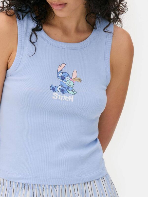 Піжама жіноча Primark "Stitch/Стітч" (шорти/майка) котон блакитна