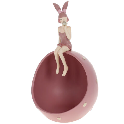 Підставка-тарілочка для прикрас "Дівчинка-Зайчик" 31 см рожева