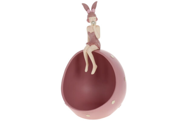 Підставка-тарілочка для прикрас "Дівчинка-Зайчик" 31 см рожева