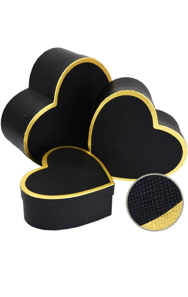 Коробка подарункова "Серце" чорна з золотим S (16*14*6 см)