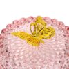 Шкатулка скляна "Золотий метелик" рожева 10,5 см