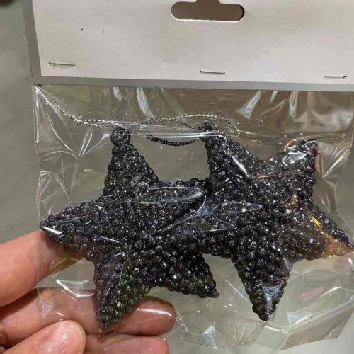 Набір ялинкових прикрас "Зірка" 7,5 см/ 2 шт графітовий глітер (пластик)